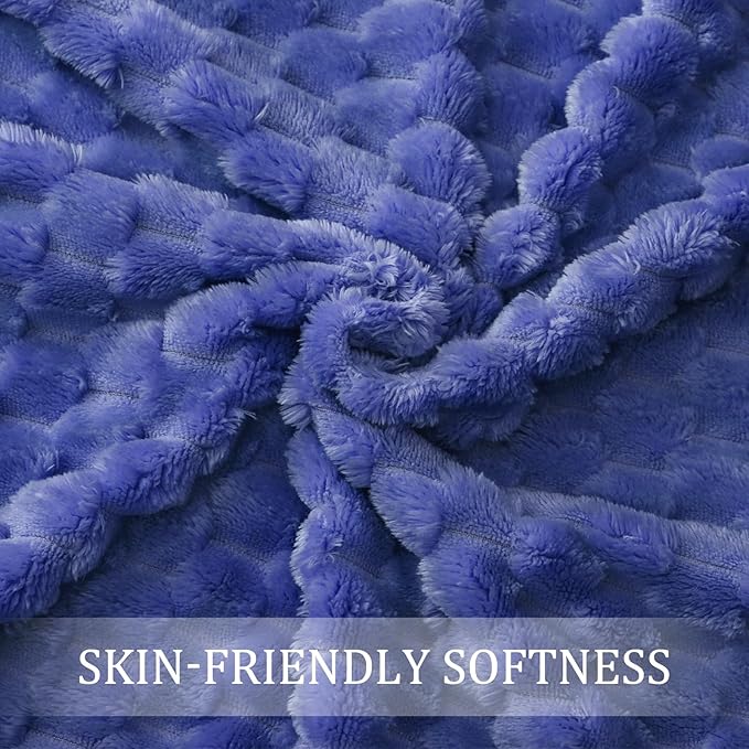 Exclusivo Mezcla Fleece Queen Blanket for Bed, Extra Large Fuzzy Cobalt Blue Bed Blankets, Soft Cozy Plush Sofa Throws for All Seasons, 90x90 Inches