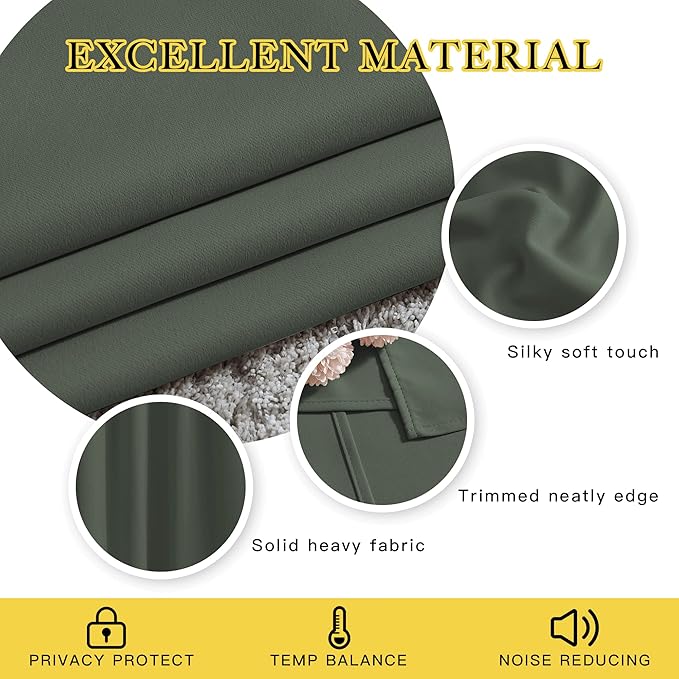 NICETOWN Bedroom Blackout Curtains & Drapes - Window Treatment Thermal Insulated Solid Grommet Voice Reducing for Kitchen/Nursery, Dark Mallard, 1 Pair, W52 x L54