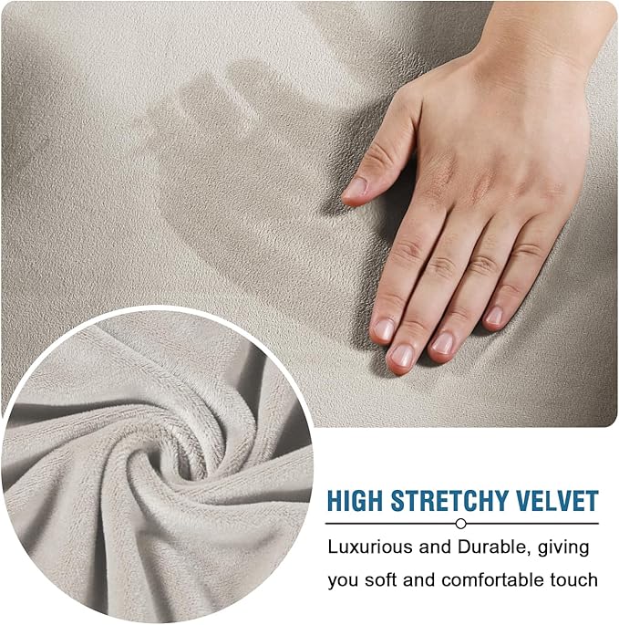 H.VERSAILTEX Rich Polyester Spandex Blend 2 Piece Cover Chair Slipcover Sofa Cover Furniture Protector Couch Soft with Elastic Bottom Chair Couch Cover with Arms Width Up to 49 Inch(Chair, Oatmeal)