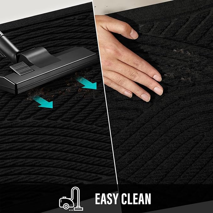 HIYARD Sturdy Front Door Mat, Absorbent Muddy Dirt Resist Welcome Door Mats Outdoor Indoor, Stain and Fade Resistant, Non-Slip Backing Entry Mat Low Profile Doormat for Entryway, 72×24, Black