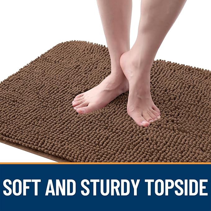 OLANLY Dog Door Mat for Muddy Paws 36x24, Absorbs Moisture and Dirt, Absorbent Non-Slip Washable Doormat, Quick Dry Chenille Mud Mat for Dogs, Entry Indoor Entryway Carpet for Inside Floor, Mocha