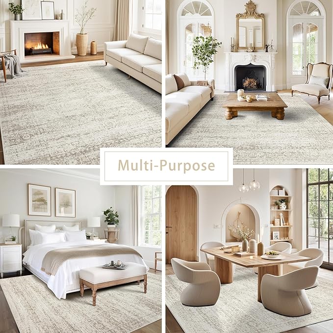 Washable Rugs 3x5 Area Rugs for Living Room,Bedroom- Non Slip Vintage Entryway Rug for Indoor Entry,Kitchen,Bathroom,Kids Girls Room,Home,Office,Ultra Soft Faux Wool Laundry Room Small Carpets