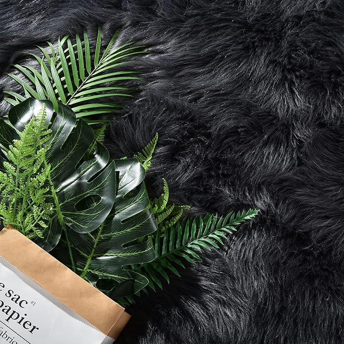 Latepis Dark Grey Faux Sheepskin Fur 2x8 Runner Rug for Hallway Non-Slip Furry Rug for Living Room Carpet for Home Decor Rectangle