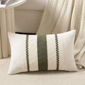 Fancy Homi Set of 1 Boho Olive Green Long Lumbar Decorative Throw Pillow Cover 12x24 Inch for Couch Bed Sofa Chair, Modern Organic Farmhouse Home Decor, Soft Cotton Cute Accent Rectangle Cushion Case