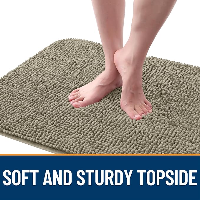 OLANLY Dog Door Mat for Muddy Paws 24x16, Absorbs Moisture and Dirt, Absorbent Non-Slip Washable Doormat, Quick Dry Chenille Mud Mat, Entry Indoor Entryway Carpet for Inside Floor, Warm Taupe
