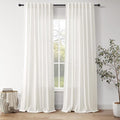 Nanspring Neutral Linen Curtains 102 Inches Long for Living Room Linen Blend Light Filtering Sheer Curtain Back Tab and Rod Pocket Coastal Modern Farmhouse Decor Drapes for Bedroom 52x102, 2 Panels