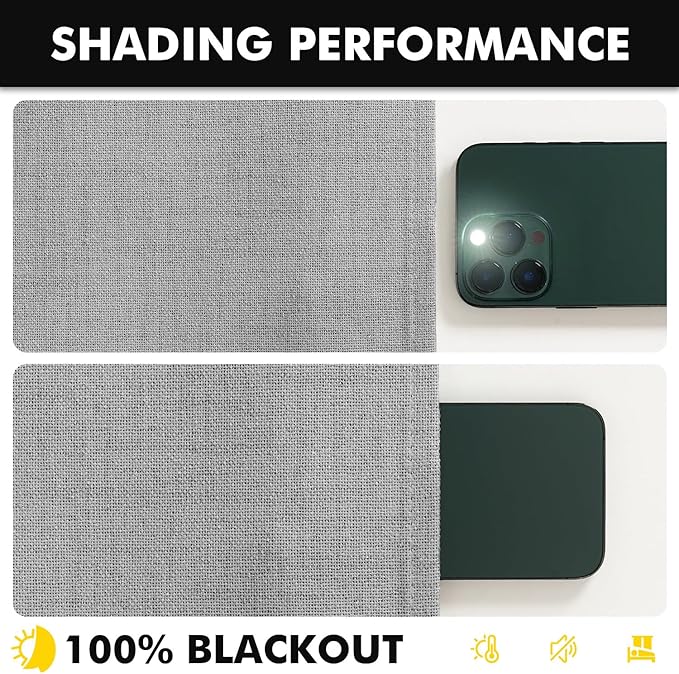 MIULEE 100% Blackout Linen Curtains for Bedroom, Glacier Gray Solid Luxury Decor Thermal Insulation Room Darkening Drapes for Living Room Nursery Back Tab Rod Pocket 42 x 84 Inches, 2 Panels