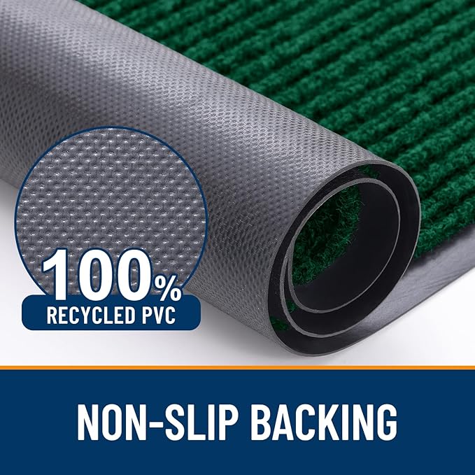 OLANLY Front Door Mat Indoor Outdoor Entrance, Waterproof Heavy Duty Doormat, Fade Resistant, Low Profile, Easy Clean Patio Porch Welcome Floor Mats for Entry, 47x30, Green