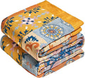 MSGKV Boho Throw Blanket for Bed 90"x90" 100% Cotton Blanket Spring Breathable Lightweight Queen Size Blankets Home Decor Muslin All Seasons