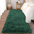 Soft Runner Rugs for Bedroom Hallways, 2 Packs 2x6 Green Fluffy Shag Throw Area Rug Non Slip for Bedside Dorm, Long Shaggy Furry Carpet for Nursery Living Room