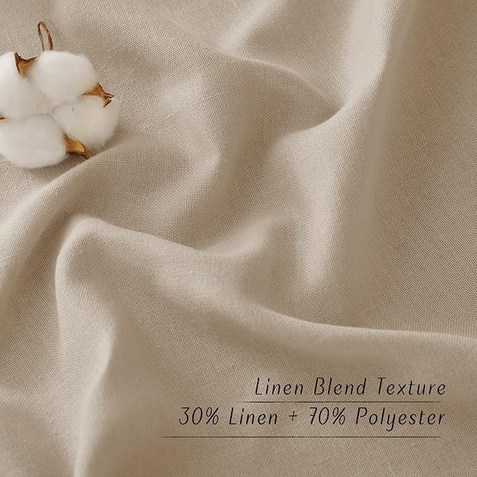 NICETOWN Privacy Light Filtering Linen Curtains & Drapes, Grommet Privacy Added Thick Flax Not See Through Retro Window Treatments for Bedroom/Living Room, Taupe, W55 x L84, 2 Panels