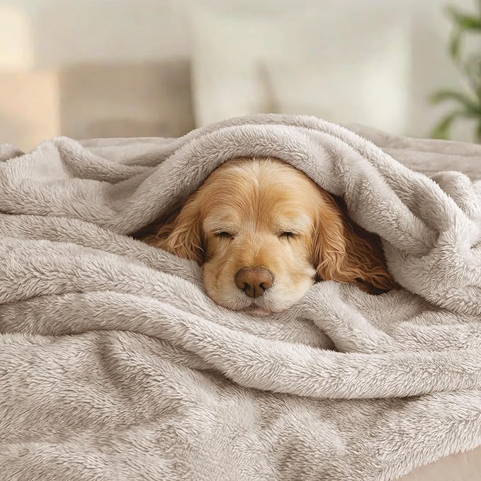 Exclusivo Mezcla Plush Fuzzy Fleece Bed Blanket Queen Size, Super Soft, Fluffy and Warm Blankets for Couch, Bed, All Season (Camel, 90x90 inches)