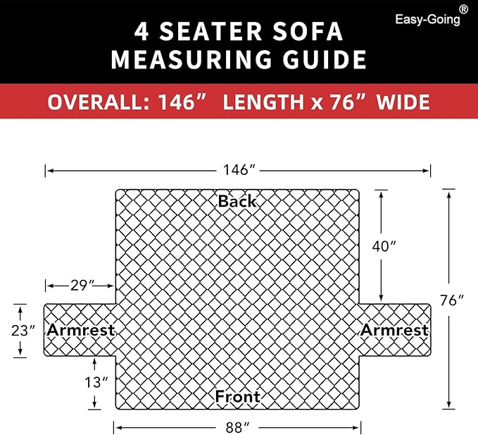 Easy-Going 4 Seater Sofa Slipcover Reversible Sofa Cover Water Resistant Couch Cover with Foam Sticks Elastic Straps Furniture Protector for Pets Children Dog Cat (XX-Large, Coffee/Ivory)