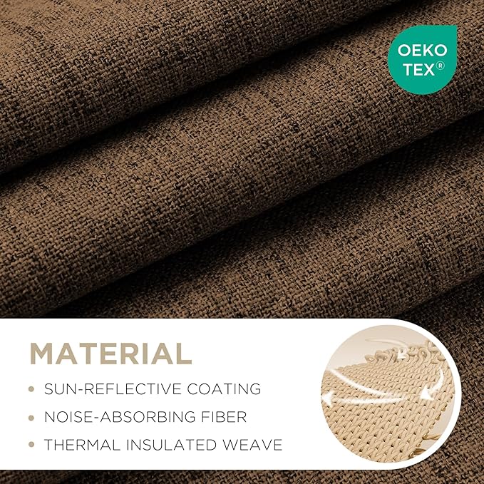 Joydeco Linen Blackout Curtains for Bedroom - 100% Light Blocking 1 Panels, Cappuccino Drapes 100" W x 108" L, Thermal Insulated Room Darkening Curtains for Living Room, Rod Pocket & Back Tabs