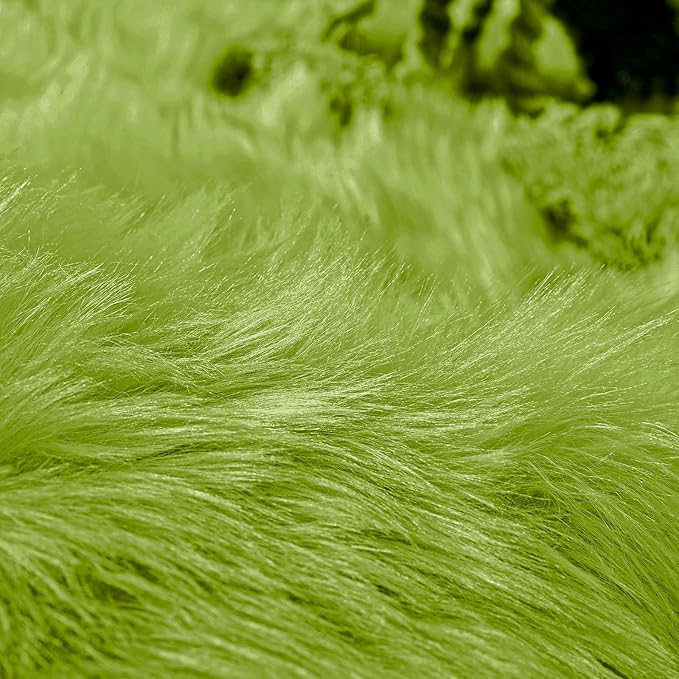 Goolela Lime Green Fluffy Fur Rug 3x5 for Bedroom Playroom Bedside Fuzzy Furry Faux Sheepskin Rug Shag Décor Rectangle