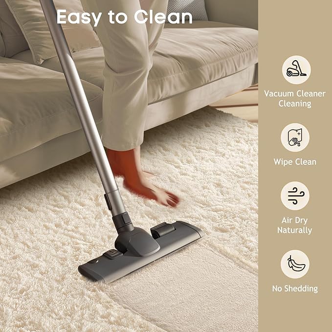 Ophanie Runner Rug for Hallway, 2x5 Upgrade Non-Slip Fluffy Soft Bedside Rugs, Bedroom Living Room Ivory Shaggy Carpet for Kids Girls Boys Dorm Nursery Home Decor Aesthetic