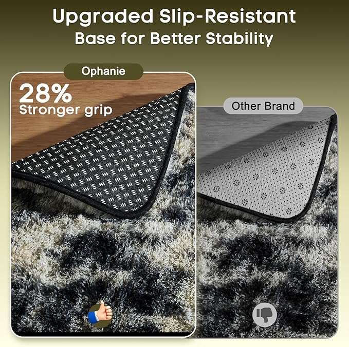 Ophanie Black Gold and Grey Area Rugs for Living Room 5x7, Fluffy Shag Large Fuzzy Plush Soft Carpets, Floor Shaggy Rugs for Bedroom, Carpet for Kids Boys Girls Dorm Nursery Home Decor Aesthetic