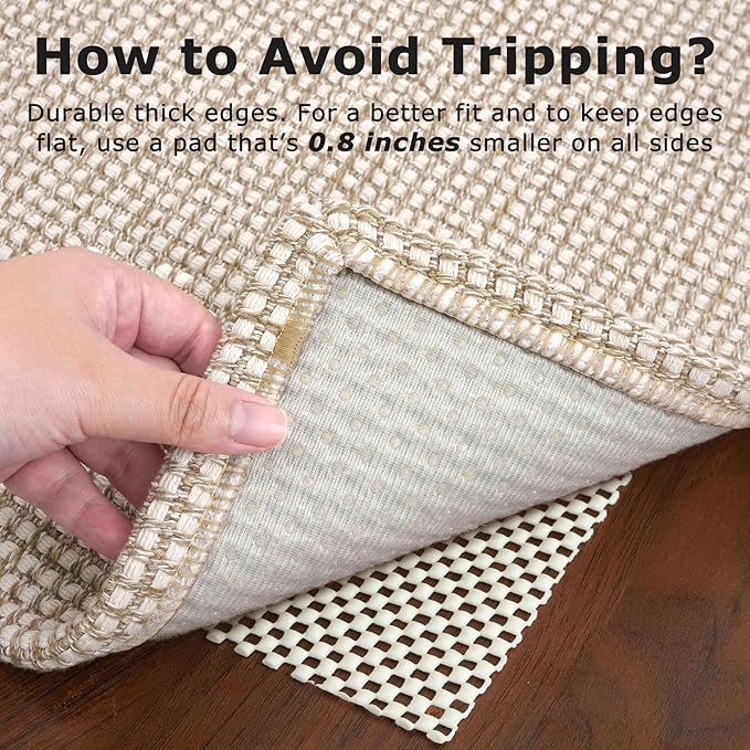 KOZYFLY Rugs for Entryway 3x5 ft Washable Area Rug Non Slip Rubber Backed Entry Rug Woven Indoor Door Mat Cotton Kitchen Rugs Floor Carpet for Entryway, Foyer, Backdoor, Ivory/Khaki