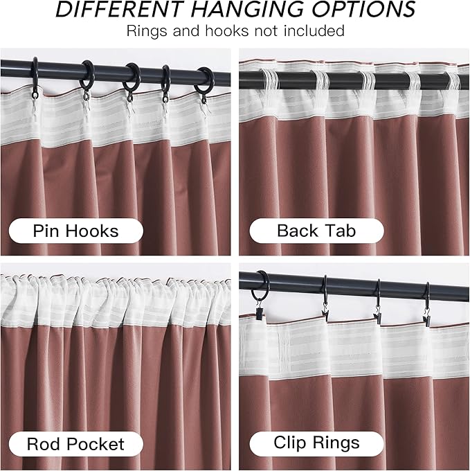 RYB HOME Dusty Pink Velvet Curtains 108 inch, Darkening Window Curtains for Living Room Energy Efficient Backdrop Festival Decor for Girls Bedroom Dining Room, Wild Rose, W52 x L108 inch, 2 Panel