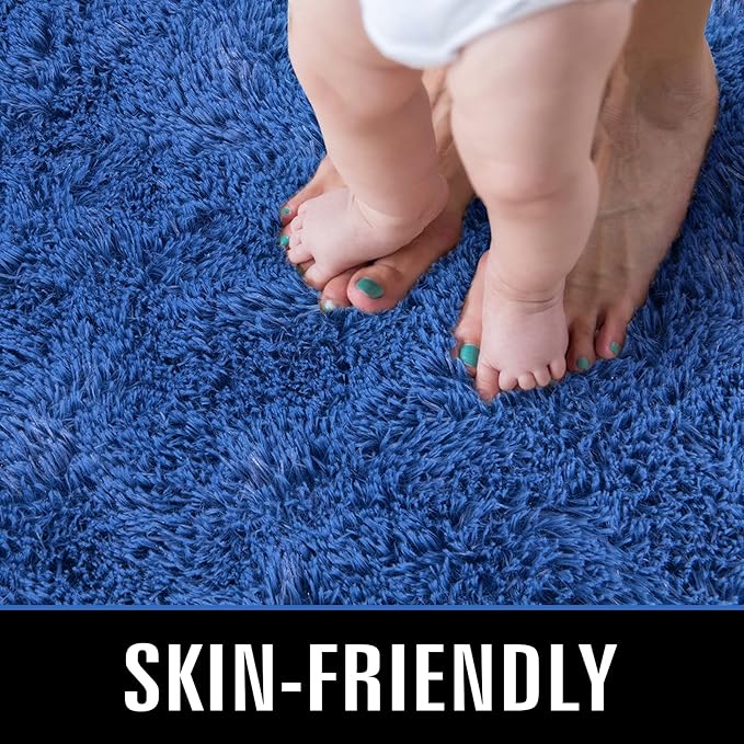 TWINNIS Super Soft Shaggy Rugs Fluffy Carpets, 6x9 Feet, Indoor Modern Plush Area Rugs for Living Room Bedroom Kids Room Nursery Home Decor, Upgrade Anti-Skid Rectangular Fuzzy Rug, Indigo