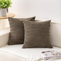 Pack of 2 Corduroy Decorative Throw Pillow Covers 16x16 Inch Soft Striped Pillow Covers Modern Farmhouse Home Decor for Sofa Living Room Couch Bed（Green）