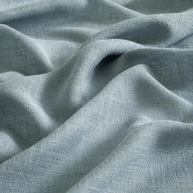 MIULEE Dusty Blue Linen Curtains 90 Inch Long 2 Panels for Bedroom Living Room, Soft Thick Linen Textured Window Drapes Semi Sheer Light Filtering Rod Pocket Back Tab Light Blue Burlap Look Decor