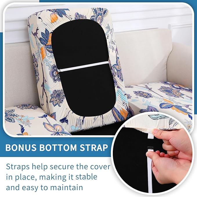 hyha Printed Couch Cushion Covers, Floral Sofa Covers Washable for Cushion Couch, Stretch Pattern Outdoor Cushion Covers for Patio Furniture with Elastic Bottom(Small, Vintage Flower)