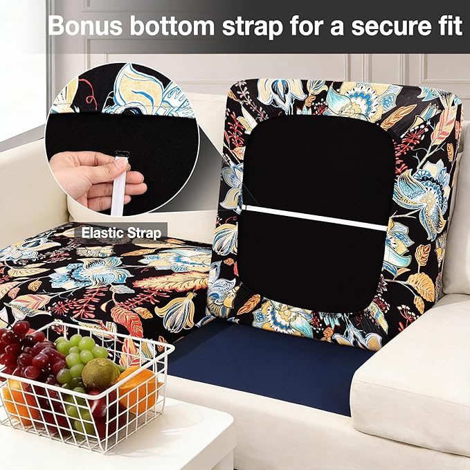 hyha 4Pcs Patio Cushion Covers, Stretch Outdoor Couch Cushion Covers Replacement, Washable Outdoor Chair/Sofa Slipcovers for Patio Furniture Cushions Protector with Elastic Bottom(Floral,Cover Only)