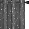 Deconovo Blackout Curtains, Grey Curtain, Thermal Insulated Soundproof Curtain Drapes, Wave Dot Foil Print, 52 x 84 Inch, 2 Panels, Machine‑Washable Privacy Window Drape for Bedroom Living Room Office