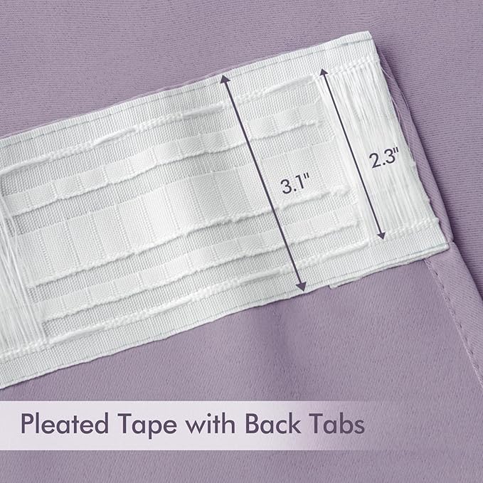 MIULEE Lilac Back Tab Blackout Curtains 102 Inch Long 2 Panels Set for Bedroom, Rod Pocket/Pinch Pleated Thermal Insulated Living Room Darkening Light Blocking Floor to Ceiling Drapes