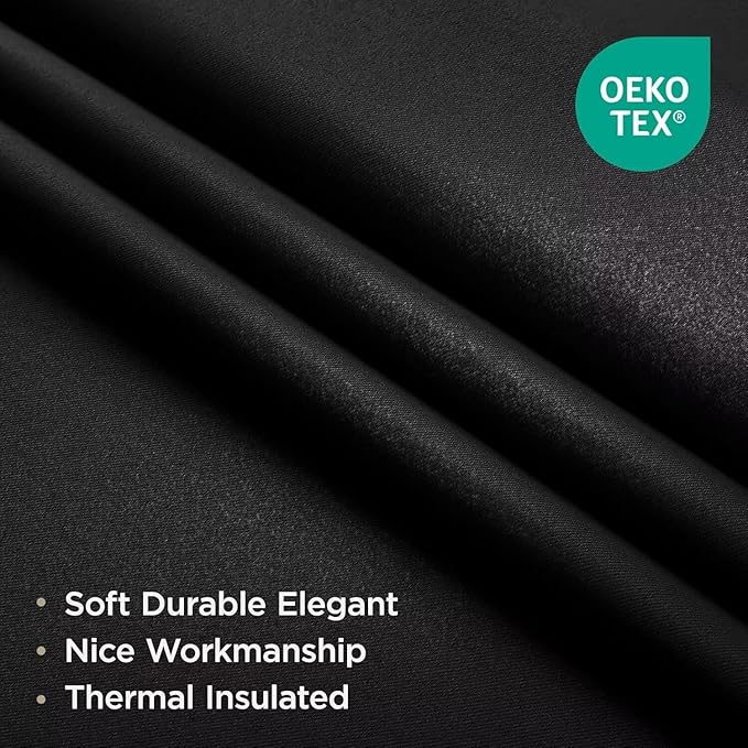 Joydeco Blackout Curtains for Bedroom 95 Inch, Black Curtains with Grommets, Noise Reducing Energy Saving Wrinkle-Free Thermal Insulated & Room Darkening Drapes for Living Room, 2 Panels