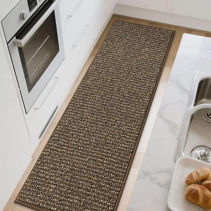 BEQHAUSE Kitchen Runner Rugs 24"x60", Non-Slip Kitchen Mats for Floor, Super Absorbent and Stain Resistant Kitchen Rug, Machine Washable Rugs for Kitchen, Hallway, Laundry & Sink, Brown
