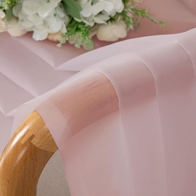 Chyhomenyc Blush Pink Sheer Curtains 108 Inches Long - Light Filtering Voile Extra Long Panel Drapes for Floor to Ceiling Window, Elegant Soft Living Room Curtains, Each 42Wx108L Inch, 9FT, 2 Panels