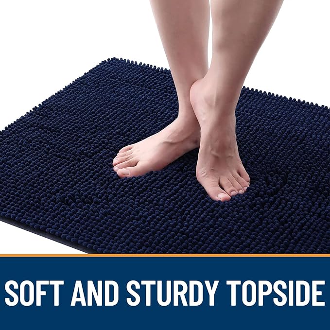 OLANLY Dog Door Mat for Muddy Paws 70x46, Absorbs Moisture and Dirt, Absorbent Non-Slip Washable Doormat, Quick Dry Chenille Mud Mat for Dogs, Entry Indoor Entryway Carpet for Inside Floor, Navy Blue