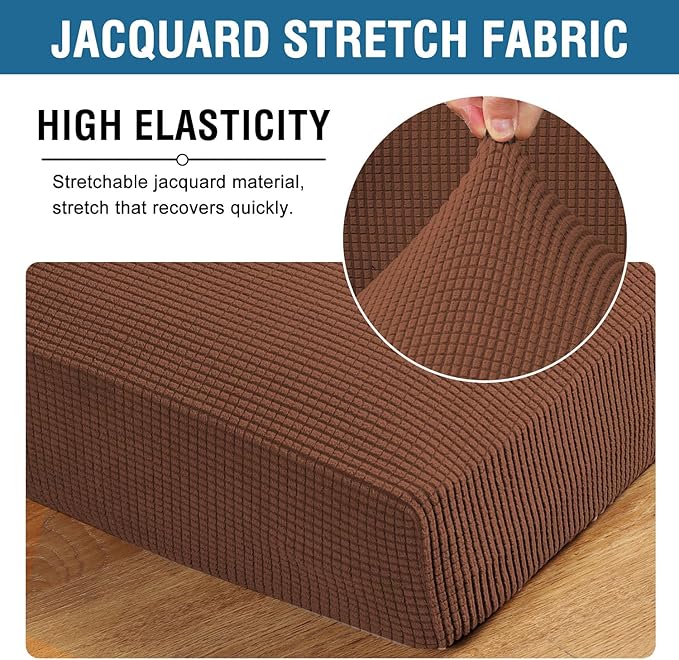 H.VERSAILTEX Stretch Couch Cushion Covers Individual Seat Sofa Chair Slipcovers Cushion Protector Cover Featuring Jacquard Textured Twill Fabric(1 Cushion Chair Cover, Caramel)