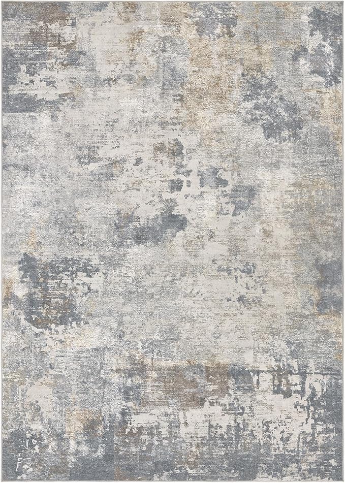 UERMEI 6x9 Area Rug Living Room Rugs - Washable Neutral Modern Abstract Soft Thin Large Rug Indoor Floor No Slip Rug Carpet for Bedroom Under Dining Table Home Office Decor - Blue Grey