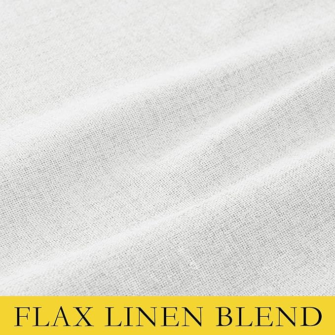 NICETOWN 100% Absolutely Blackout Linen Curtains with Thermal Insulated Liner, Greyish White, 52" Wide, 72" Length Energy Saving Curtains for Living Room 2 Panels Set, Vertical Blinds