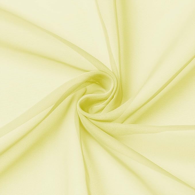 OWENIE Sheer Curtains 96 inches Long 2 Panels Set for Living Room/Bedroom, Rod Pocket Voile Sheer Panel Drapes, Airy Soft Fabric Window Treatments, 2pcs, Each 42" W x 96" L, Light Yellow