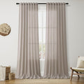 Nanspring Stone Beige Linen Curtains for Living Room 120 Inches Long Light Filtering Semi Sheer Curtain Back Tab Simple Modern Luxury Long Floor to Ceiling High Window for Bedroom 52x120, 2 Panels