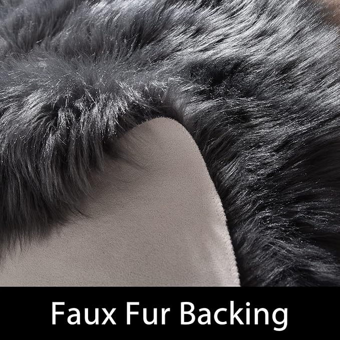 Latepis Dark Grey Rugs 6x8 Area Living Room Faux Sheepskin Fur Rug for Bedroom Washable Shag Fuzzy Furry Rug Home Décor, Rectangle