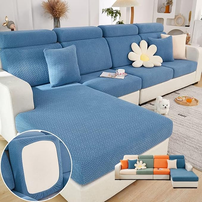 Soothing Home Sofa Covers, Sofa Hero Covers, Wear-Resistant Universal Couch Covers Washable Stretch Sectional Couch Cushion Covers (Blue,Pillow Cover)