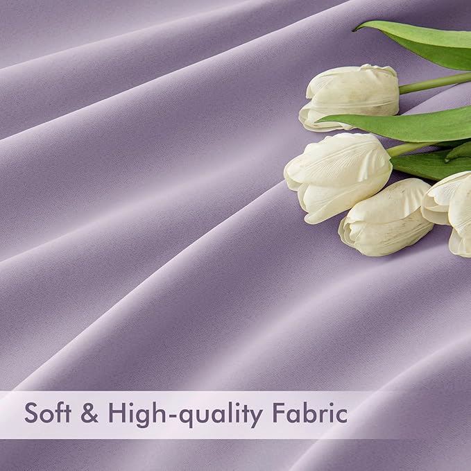 MIULEE Lilac Back Tab Blackout Curtains 108 Inch Long 2 Panels Set for Bedroom, Rod Pocket/Pinch Pleat Extra Long Thermal Insulated Living Room Darkening Pleated Light Blocking Drapes