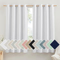 NICETOWN 100% Absolutely Blackout Linen Curtains with Thermal Insulated White Liner, White, 52 inches Wide, 45 inches Length Energy Saving Curtains for Cafe 2 Panels Set, Vertical Blinds
