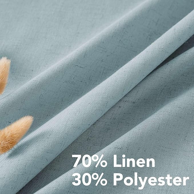 H.VERSAILTEX Living Room Linen Curtains - Semi Sheer, Nickel Grommet, Energy Saving Light Filtering Window Treatments - Panels for Bedroom, Cloud Blue, 2 Panels, 52 x 108 Inch