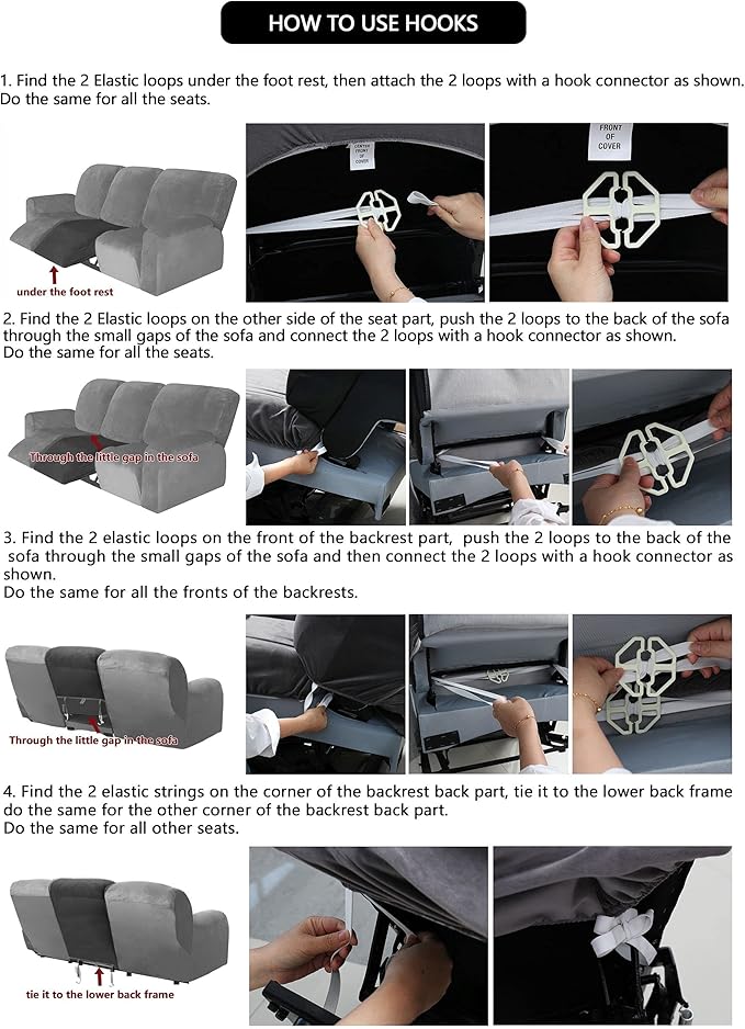 ULTICOR Reclining Love Seat Slipcover, 48" - 65" L, 6-Piece Velvet Stretch Loveseat Reclining Sofa Covers, 2 seat Love seat Recliner Cover, Thick, Soft, Washable (Sand)