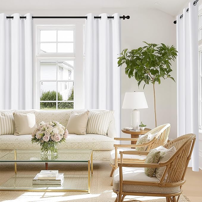 NICETOWN White Blackout Curtains W52 x L95 2 Panels, Grommet Full Blackout Window Treatments Heat Blocking for Bedroom/Living Room