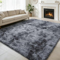 Shag Area Rug for Bedroom 5x8,Tie-Dyed Black Fluffy Area Rugs for Living Room,Soft Fuzzy Rug Non-Shedding Indoor Plush Carpet for Kids Bedroom Nursery Dorm Home Decor