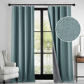 RYB HOME 100% Blackout Linen Textured Curtains 108 inches Long, Thermal Insulating Privacy Energy Saving for Bedroom Living Room Window Office Theater Baby Nursery, W 52 x L 108 in, Misty Blue, 2 Pcs
