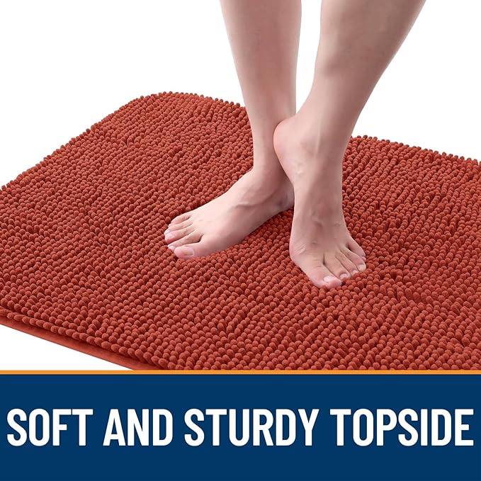 OLANLY Dog Door Mat for Muddy Paws 54x32, Absorbs Moisture and Dirt, Absorbent Non-Slip Washable Doormat, Quick Dry Chenille Mud Mat for Dogs, Entry Indoor Entryway Carpet for Inside Floor, Maple Red