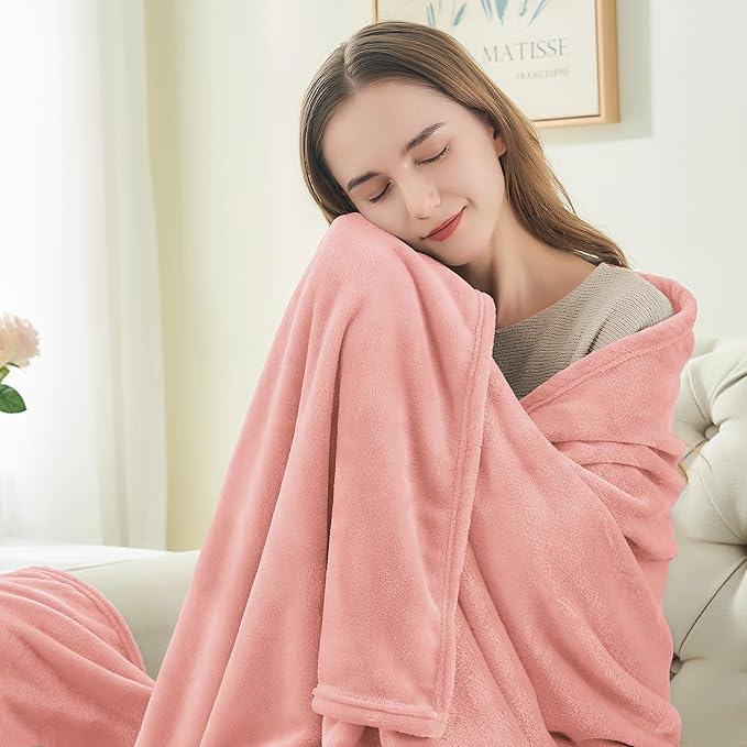 BEDELITE Fleece Blanket Twin Size Pink Throw Blankets for Couch & Bed, Luxury Plush Cozy Fuzzy Blanket 60x80 inches, Super Soft Warm Lightweight Throw Blanket for Travel Camping